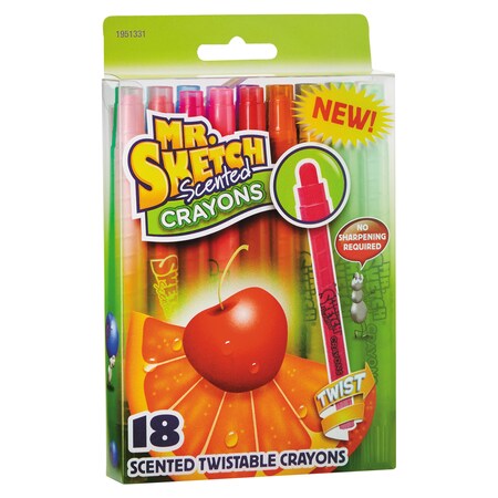 Mr. Sketch Scented Wax Crayons, Assorted, PK18 1951331